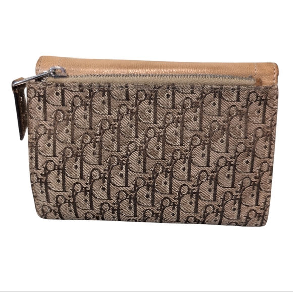Dior Tan and Brown Women's Wallet Canvas Leather Needs Snap Replacement Preloved - Picture 2 of 15